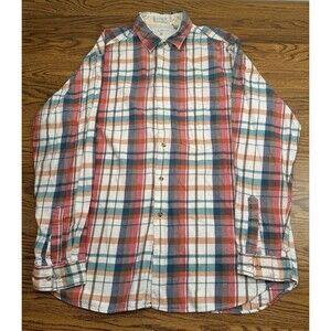 Collectif Plaid Button Up Men's XL Colorful‎ 100% Cotton Single Needle Tailoring